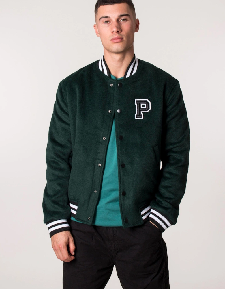 Relaxed Fit Bay Bomber College Jacket