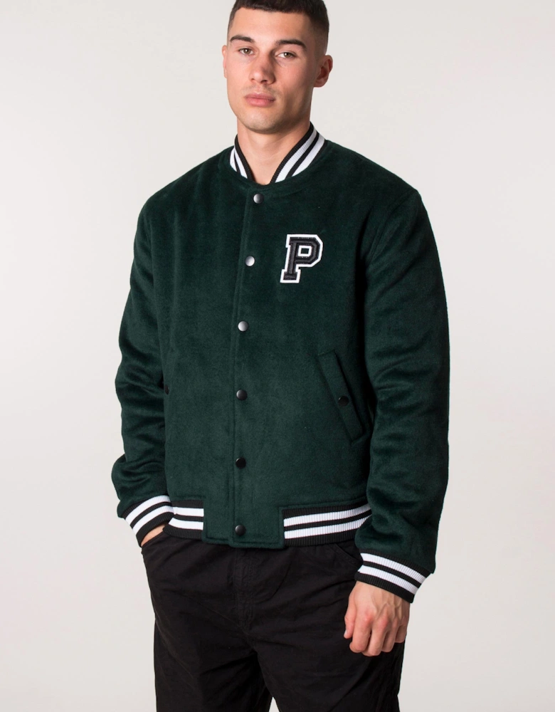 Relaxed Fit Bay Bomber College Jacket