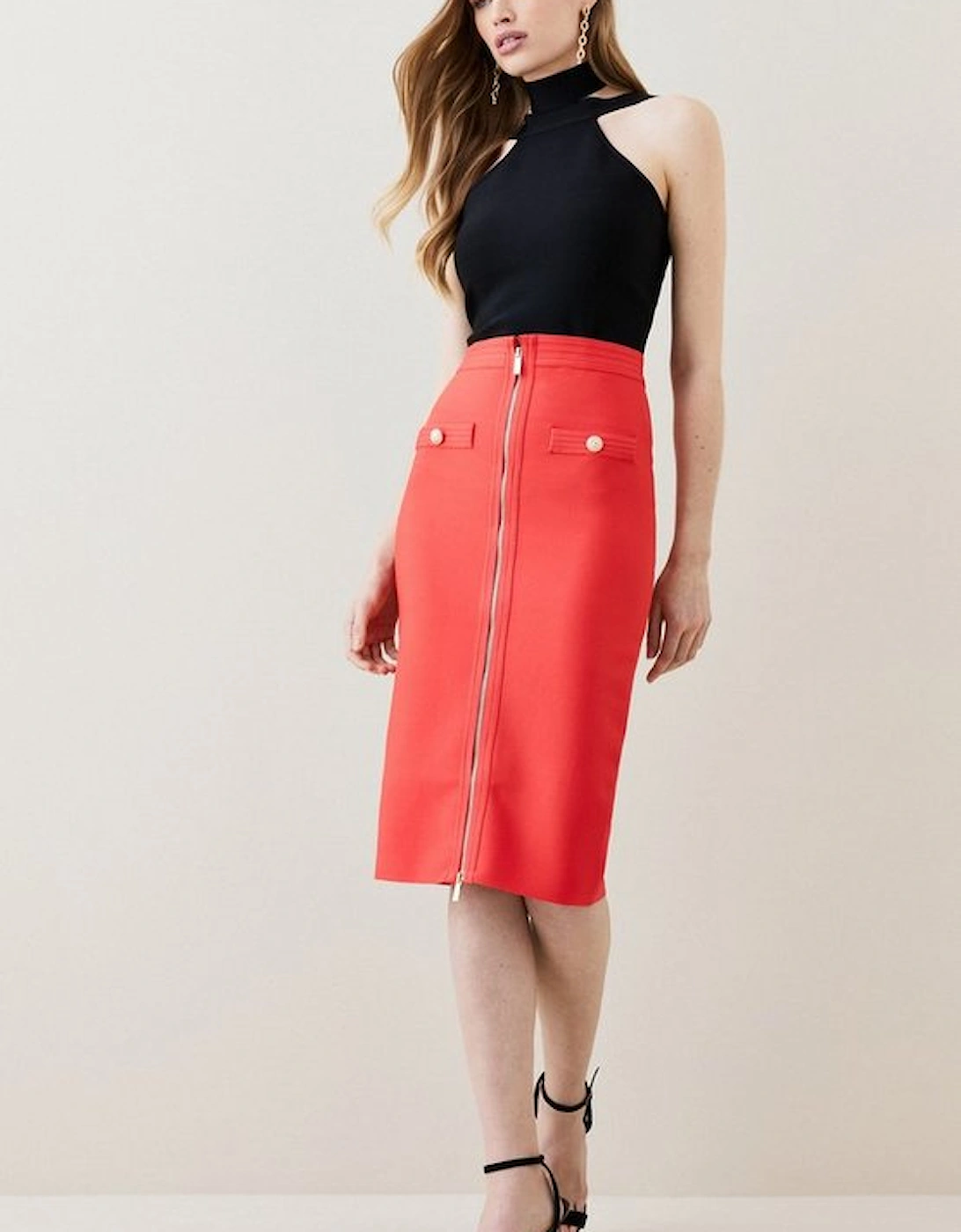 Military Bandage Knitted Pencil Midi Skirt, 5 of 4