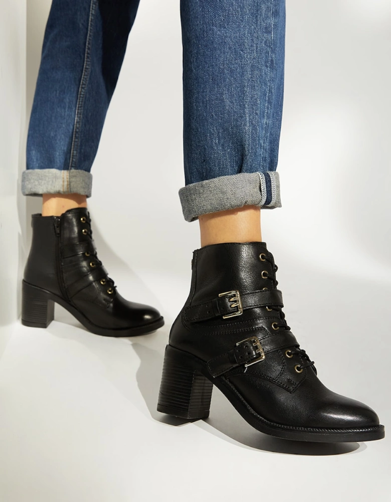 Ladies Passion - Buckle-Detail Leather Lace-Up Boots
