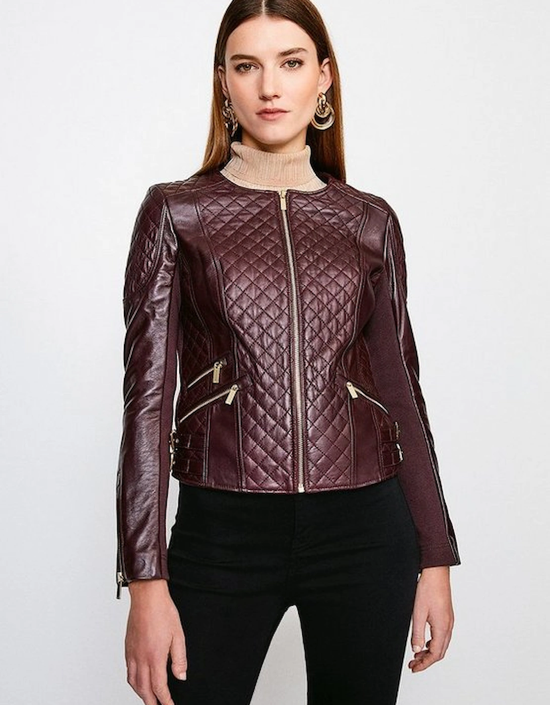 Leather Quilted Biker Jacket, 5 of 4