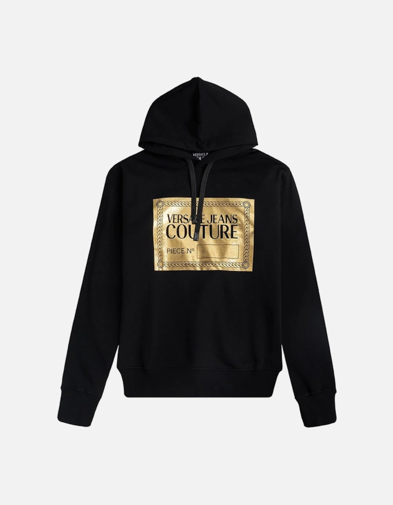 JEANS COUTURE FOIL NUMBER PIECE LOGO HOODIE BLACK & GOLD