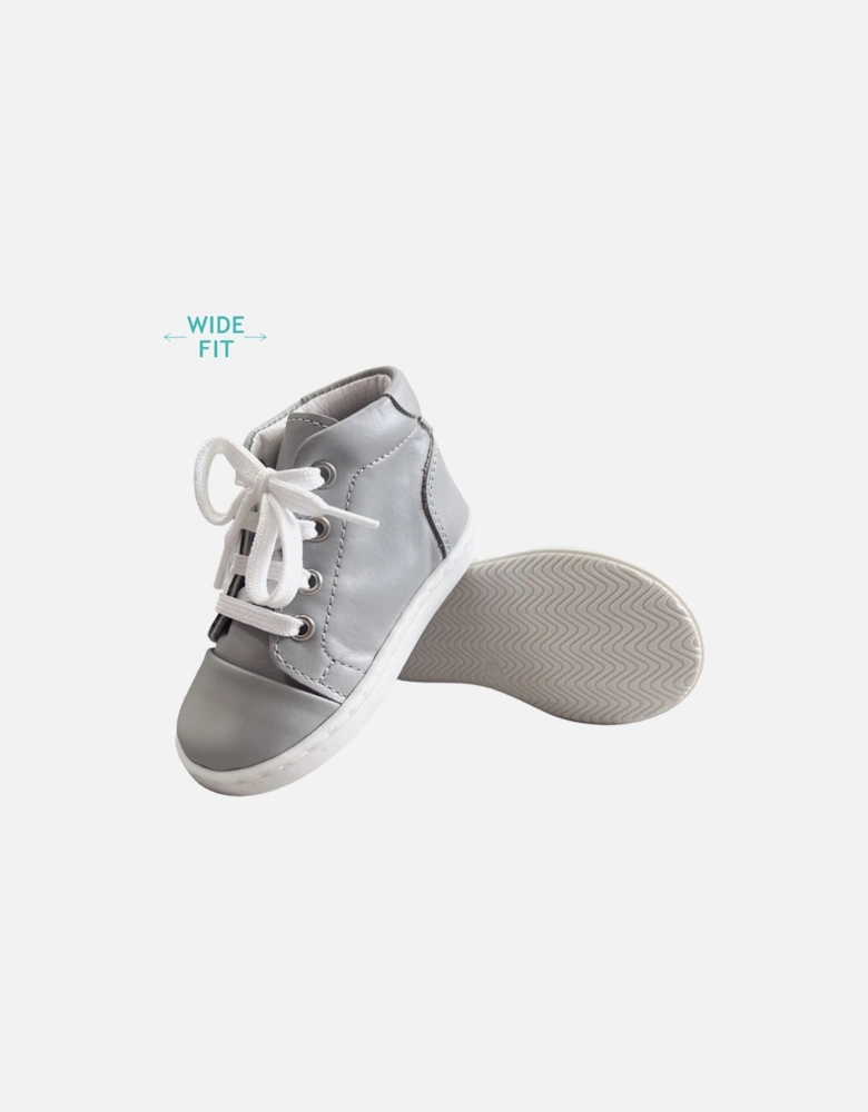 Grey Leather Danilo Hi-Top Trainers