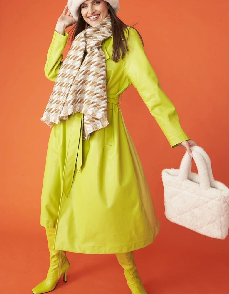 Yellow Eco Leather Trench Coat