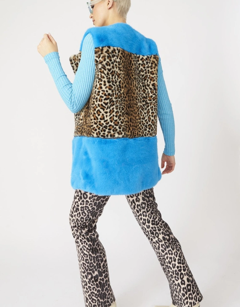 Bamboo Blue Animal Print Gilet with Zip