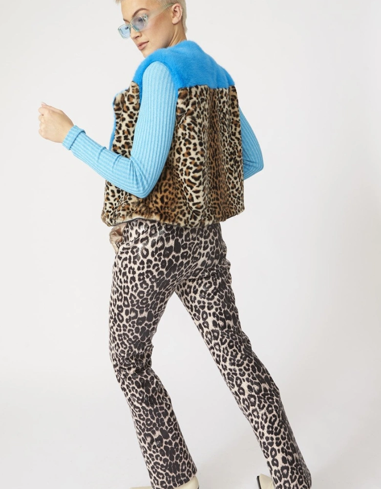 Bamboo Blue Animal Print Gilet with Zip