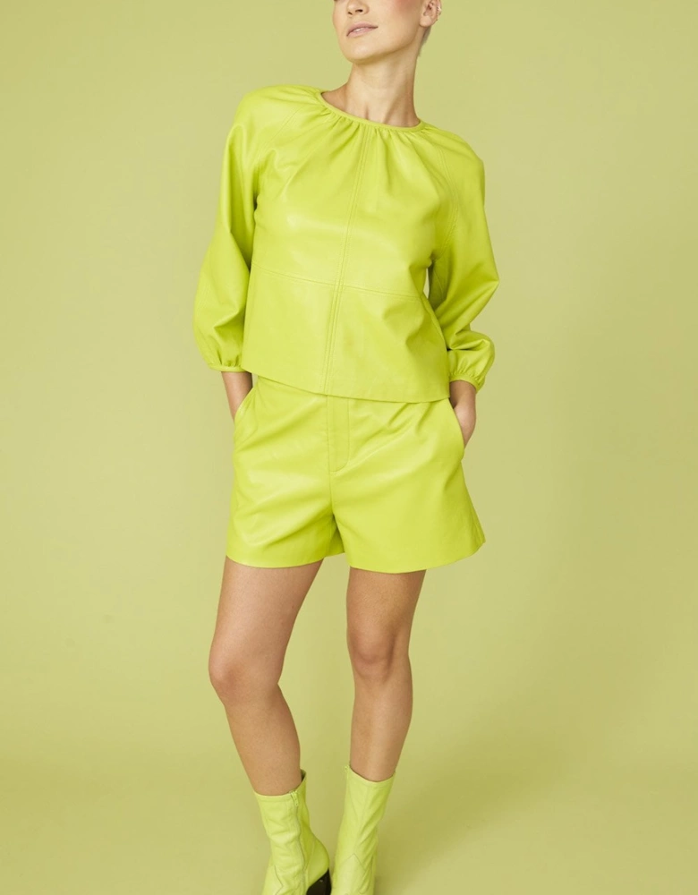 Green Tencel Blend Eco Leather Shorts