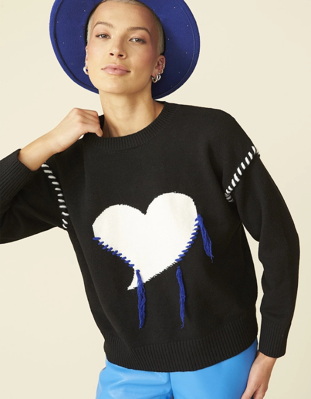 Love Heart Black and White Cashmere Jumper, 5 of 4
