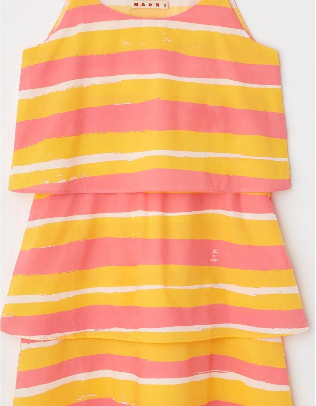 Kids Stripe Tier Dress - Pink/Yellow, 3 of 2