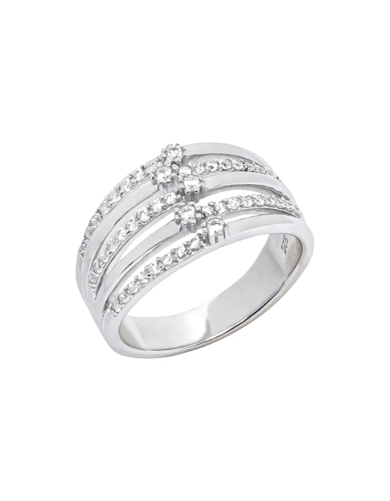 Sterling Silver Five Band Cubic Zirconia Ring
