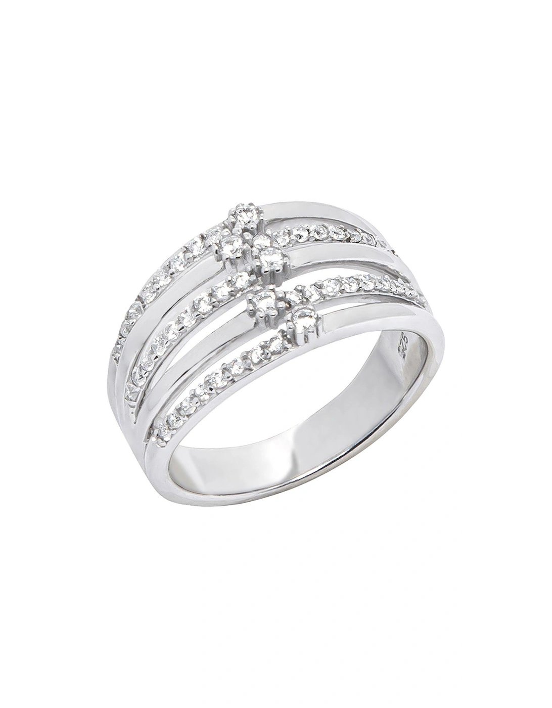 Sterling Silver Five Band Cubic Zirconia Ring, 3 of 2