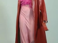 Red and Pink Eco Leather Trench Coat