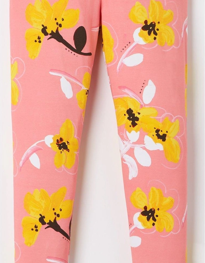 Girl Floral Leggings - Pink