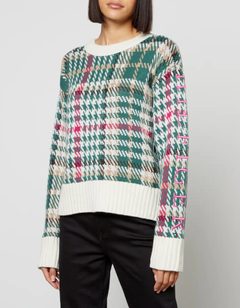 Houndstooth Intarsia Cotton-Blend Jumper