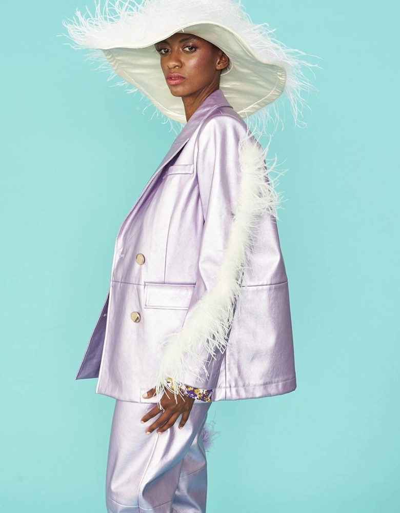 White Ostrich Feather Flapper Oversized Hat