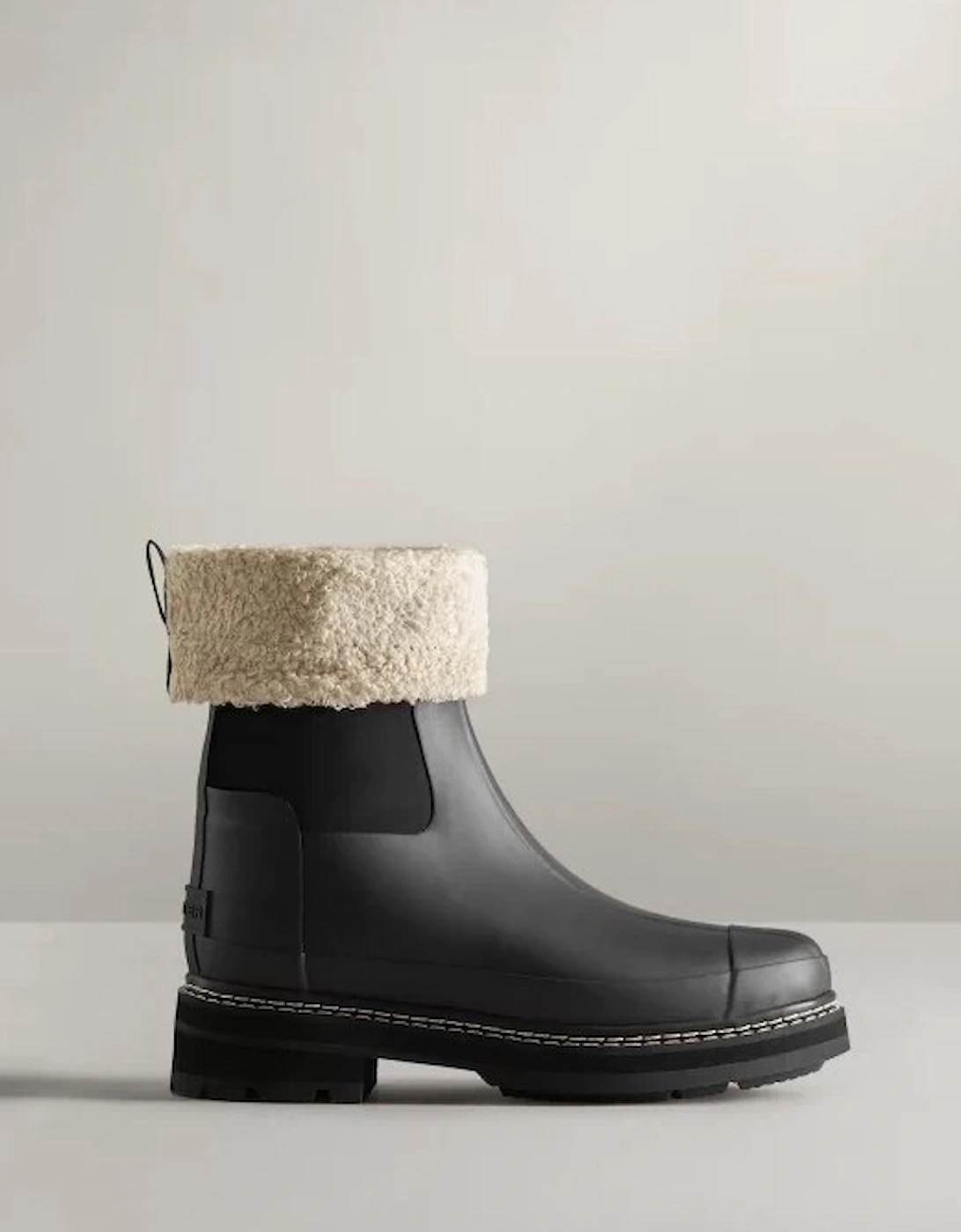 Women's Refined Stitch Roll Top Vegan Shearling Boots Black