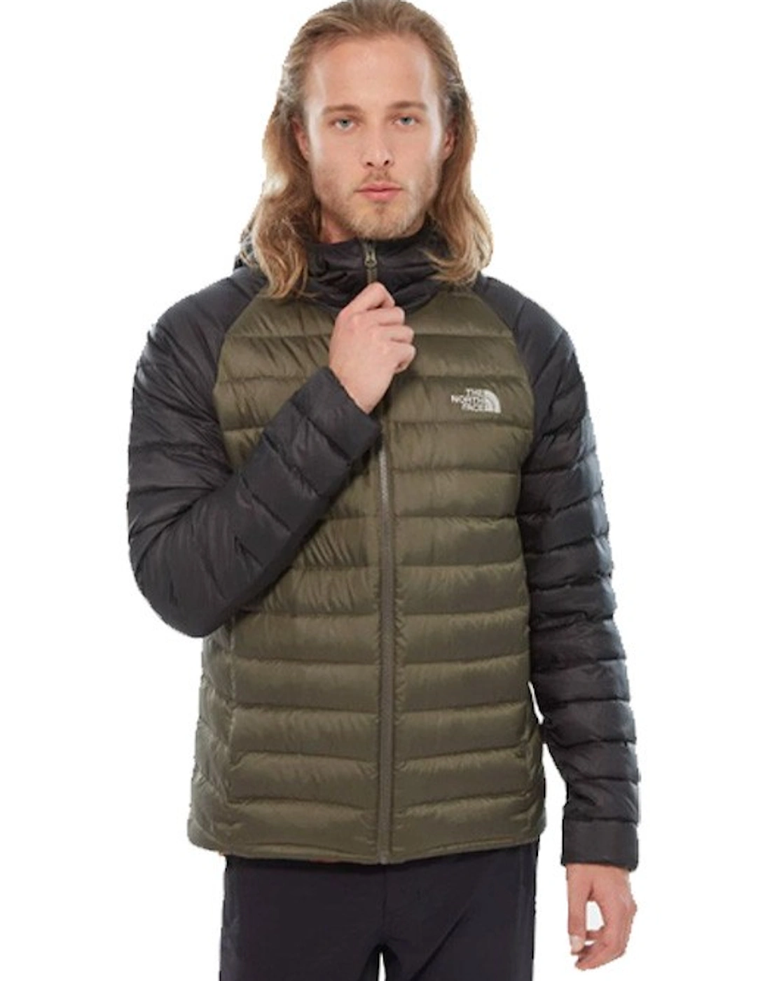 Trevail Hooded Down Jacket New Taupe Green/Black