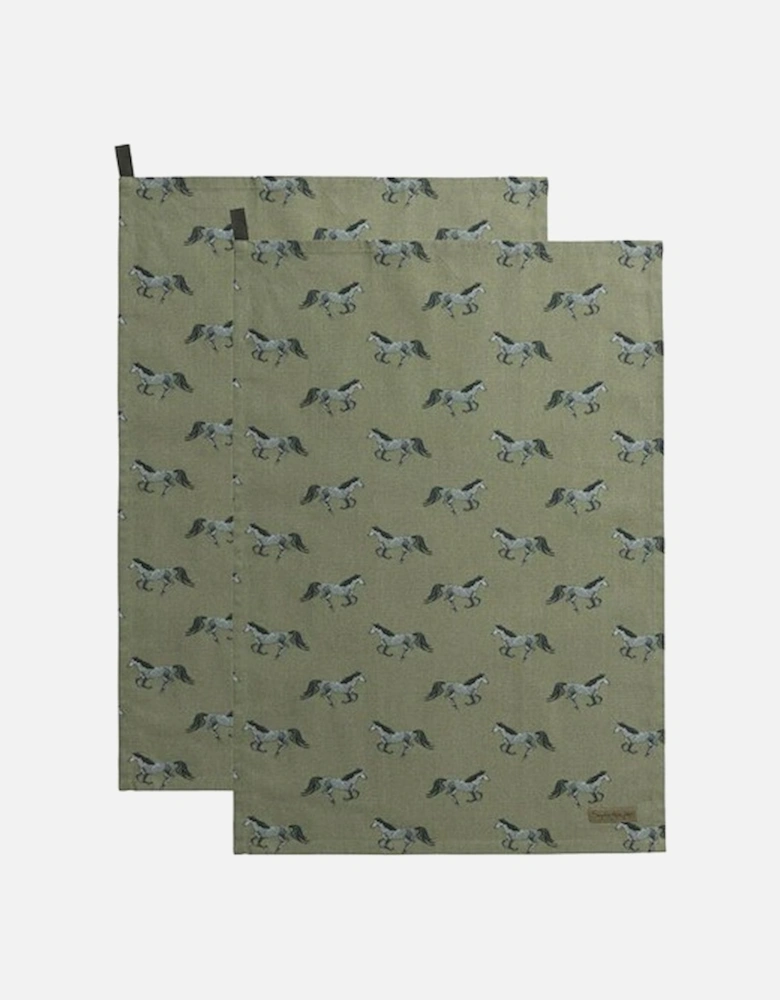 Tea Towel Set of 2 Grey Horse