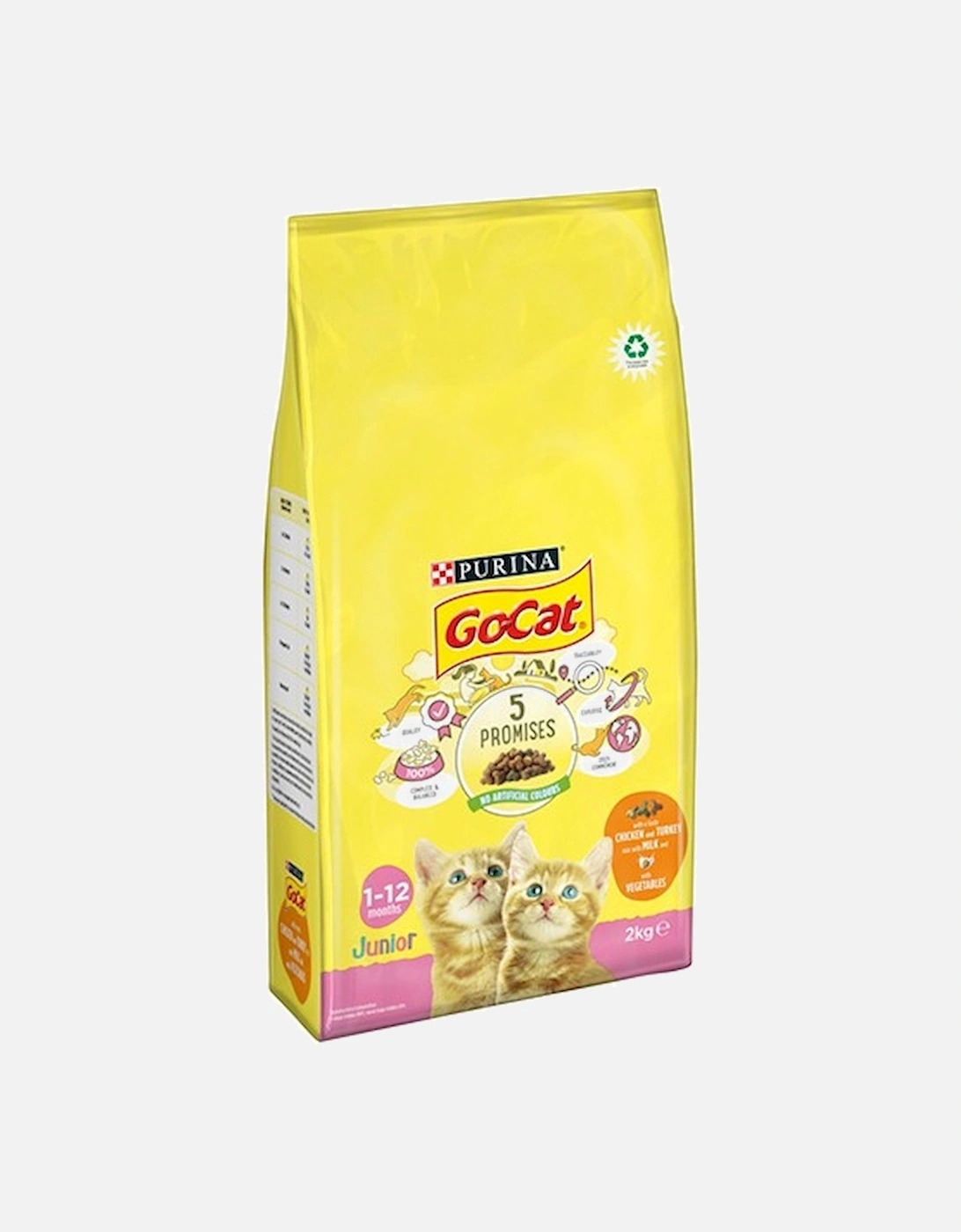 Purina Go-Cat Junior Chicken And Turkey Mix With Milk Dry Cat Food 2KG, 4 of 3