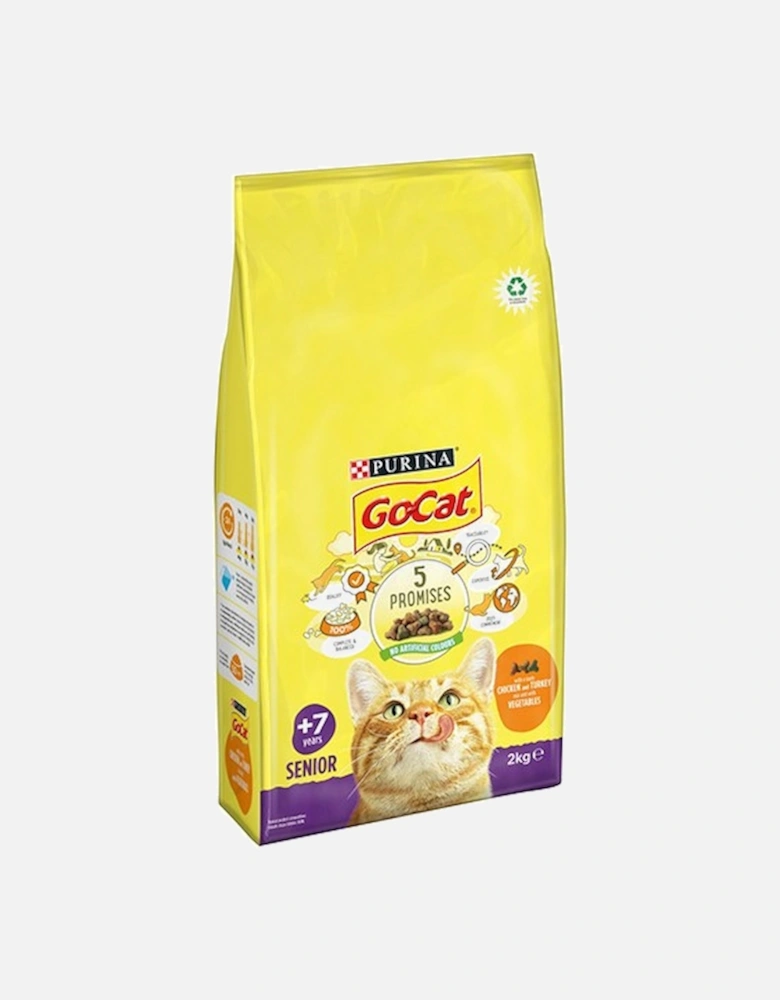 Purina Go-Cat Senior Chicken And Turkey Mix With Vegetables Dry Cat Food 2KG