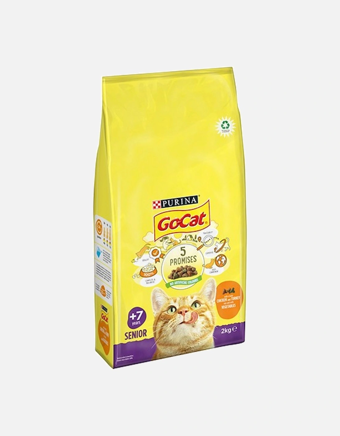 Purina Go-Cat Senior Chicken And Turkey Mix With Vegetables Dry Cat Food 2KG, 4 of 3