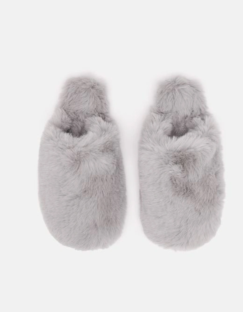 Cosy Fluffy Mule Slippers Grey