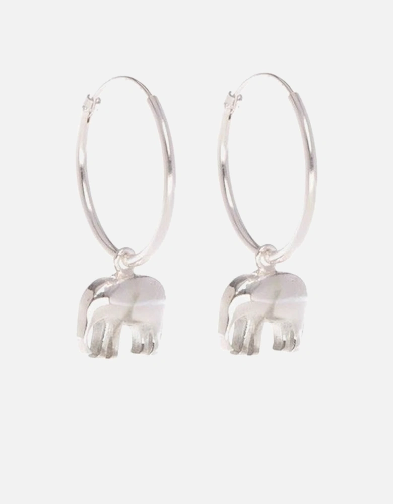 Elephant Silver Hoop Earrings