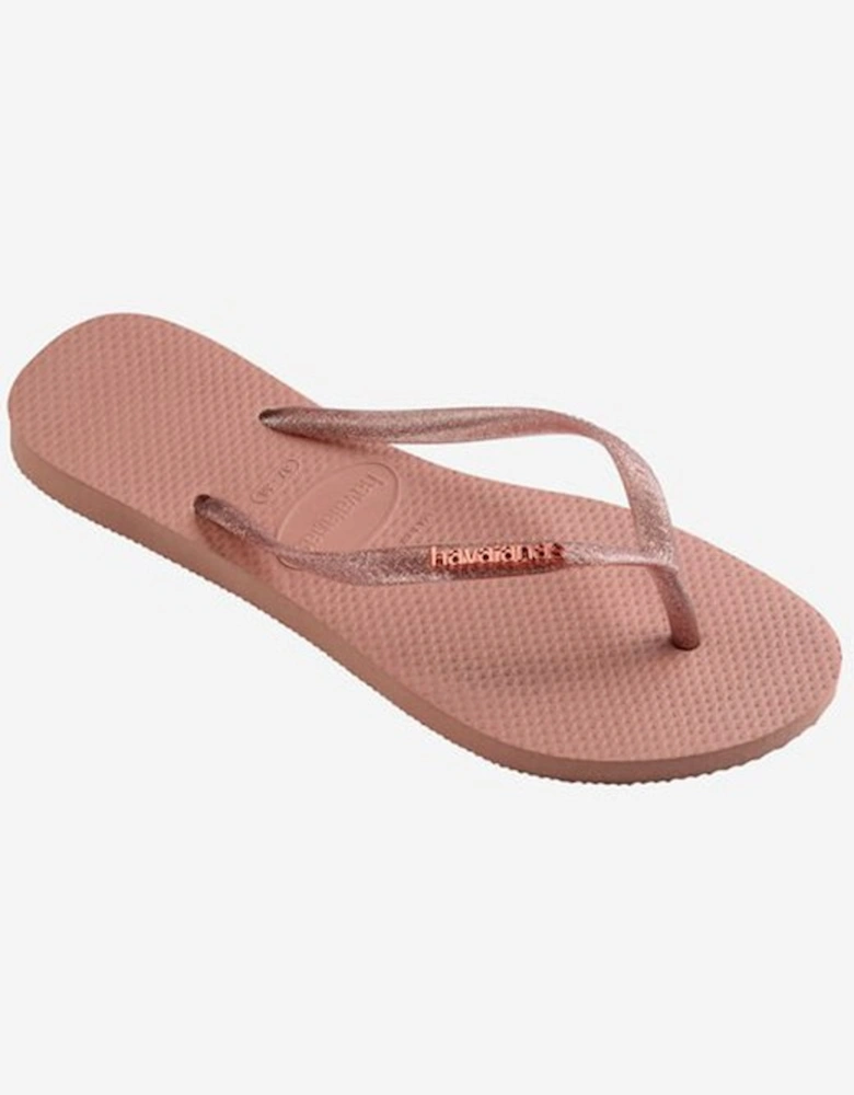 Women's Slim Logo Metallic Flip Flop Crocus Rose