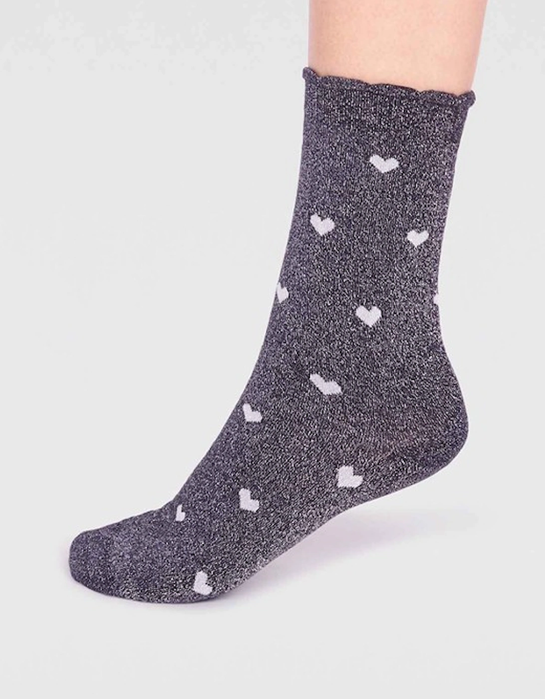Thought Crystelle Heart Sparkle Socks Black, 3 of 2
