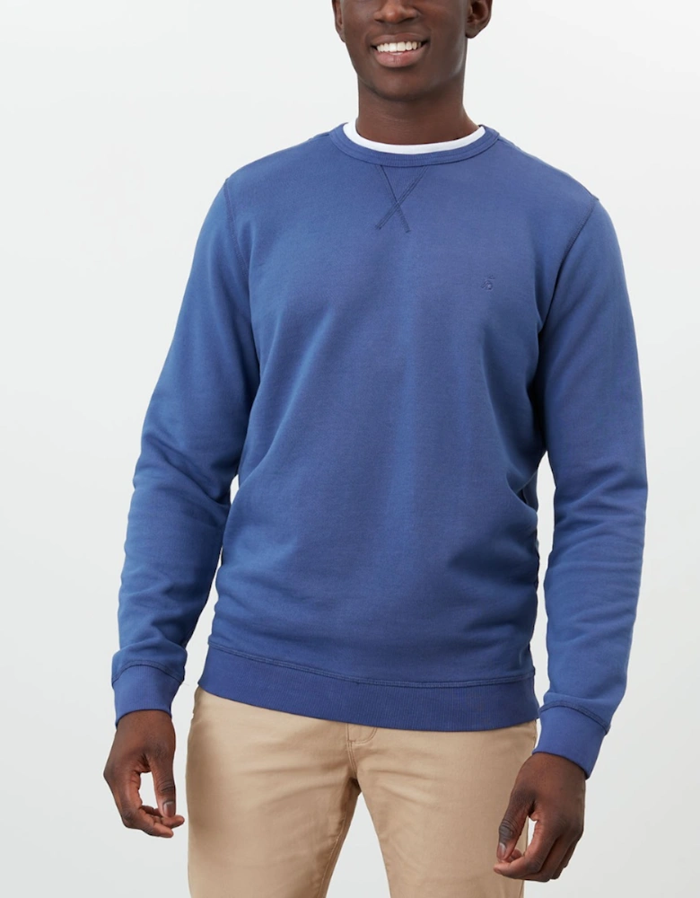 Monty Garment Dyed Crew Jumper Skipper Blue