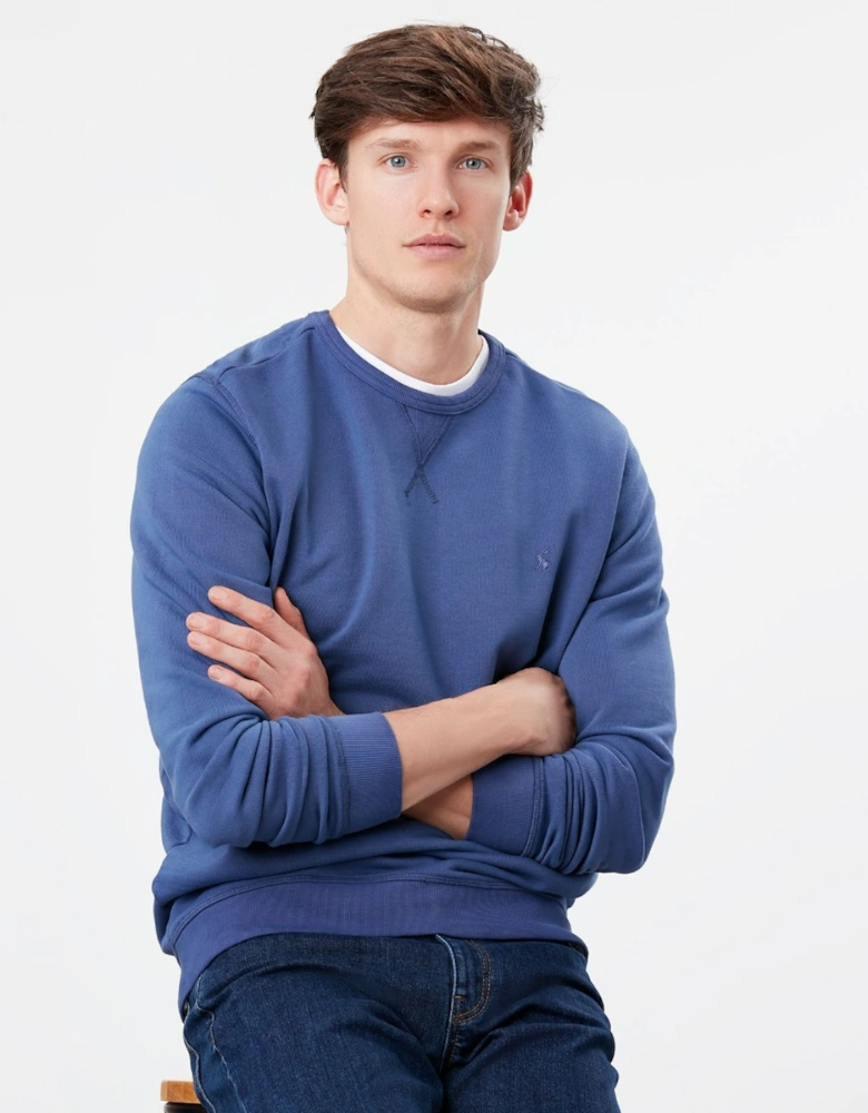 Monty Garment Dyed Crew Jumper Skipper Blue