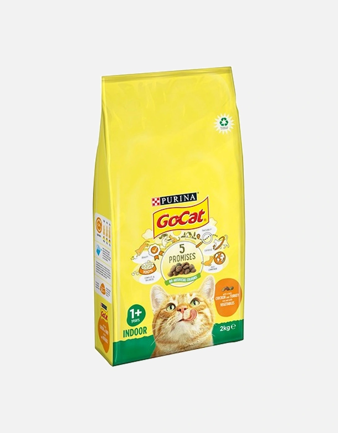 Purina Go-Cat Indoor Chicken And Turkey Mix With Vegetables Dry Cat Food 2KG, 4 of 3