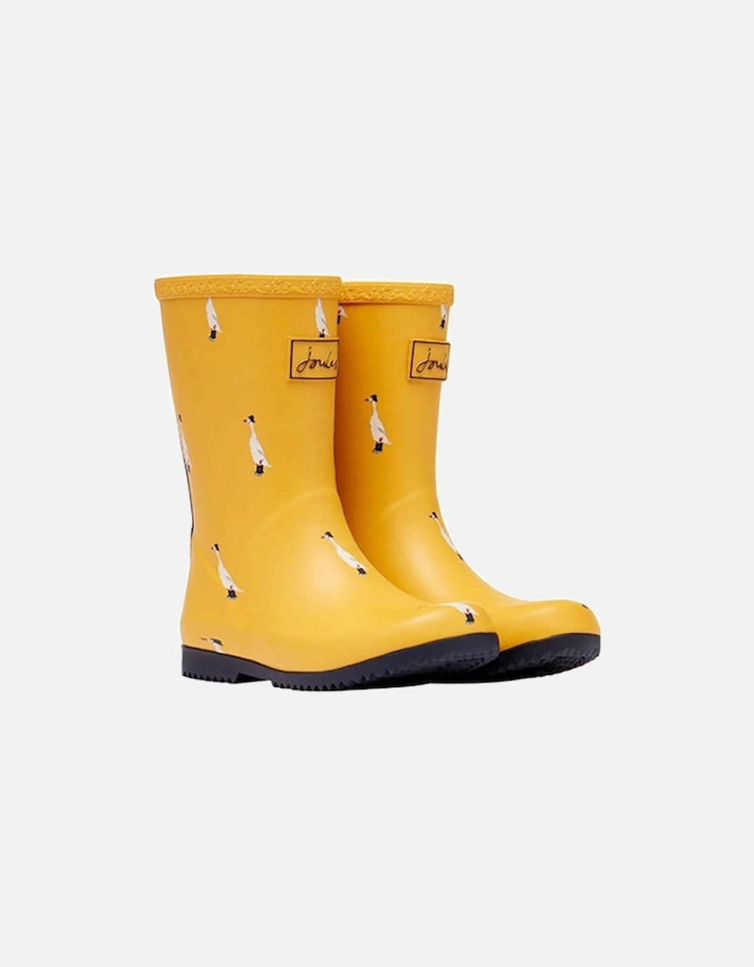 JNR Printed Roll Up Wellies Gold Ducks, 7 of 6