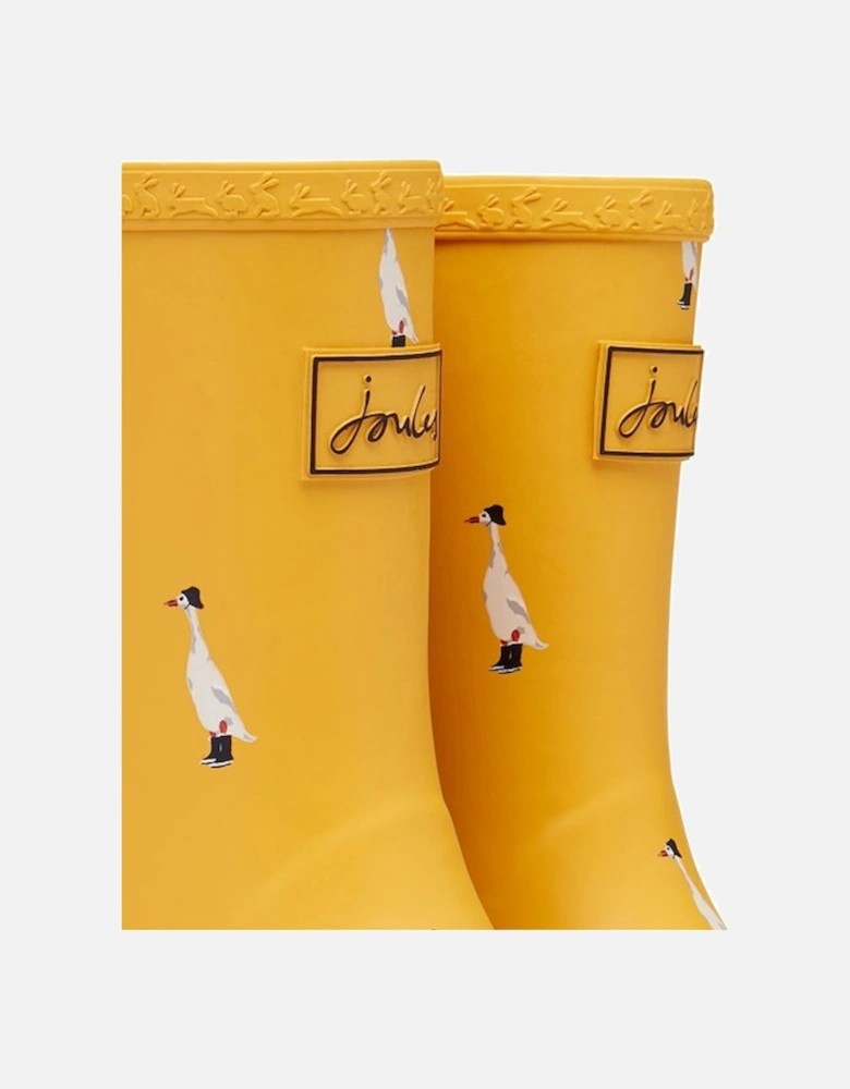 JNR Printed Roll Up Wellies Gold Ducks