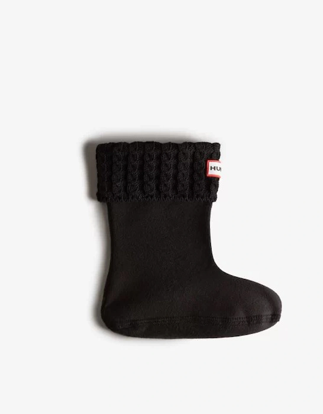 Kids Recycled Mini Cable Boot Socks Black