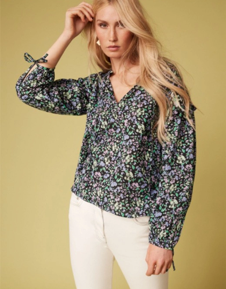 Great Plains Zinnia Cotton Long Sleeve Top Black Combo