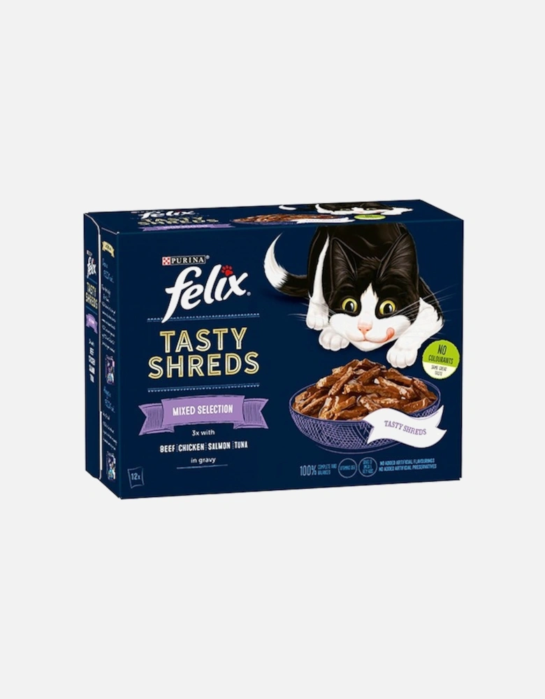 Felix Tasty Shreds Mixed Selection In Gravy 12 x 80g Pouches