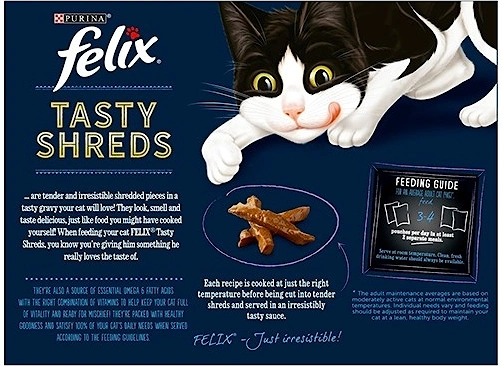 Felix Tasty Shreds Mixed Selection In Gravy 12 x 80g Pouches