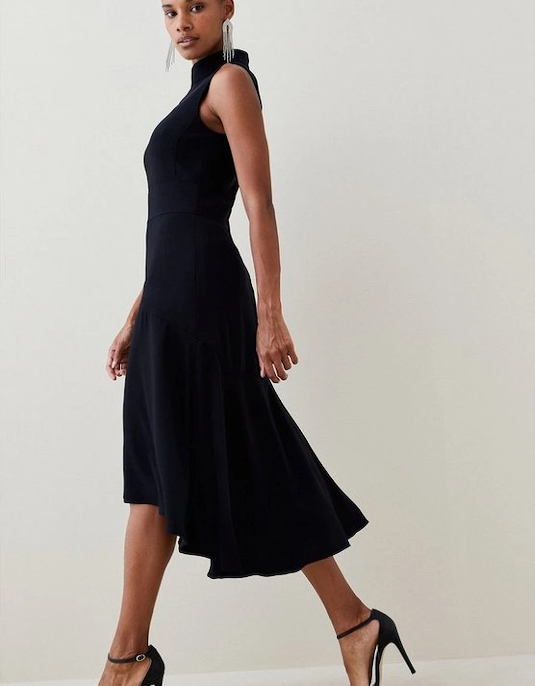 Tall Soft Tailored High Low Midi Dress, 5 of 4