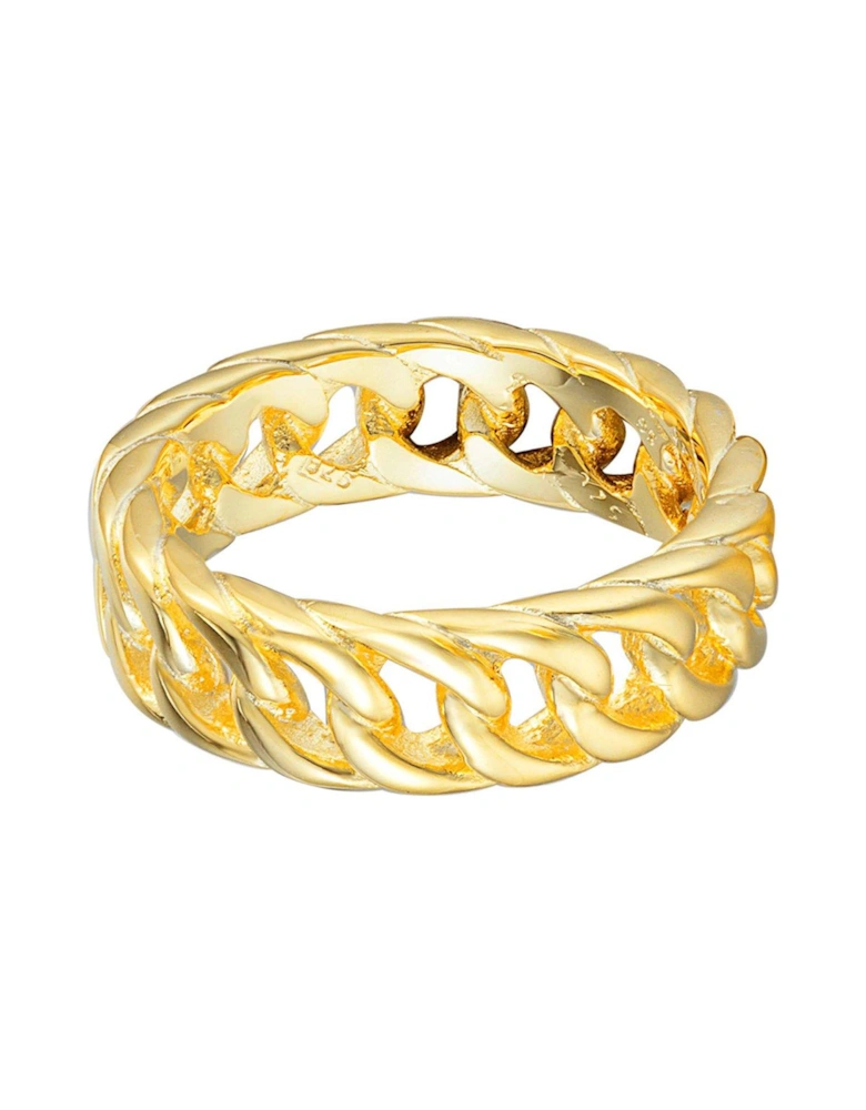 18ct Gold Plated Sterling Silver Curb Chain Ring