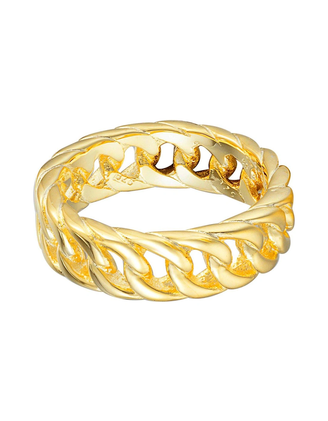 18ct Gold Plated Sterling Silver Curb Chain Ring, 2 of 1