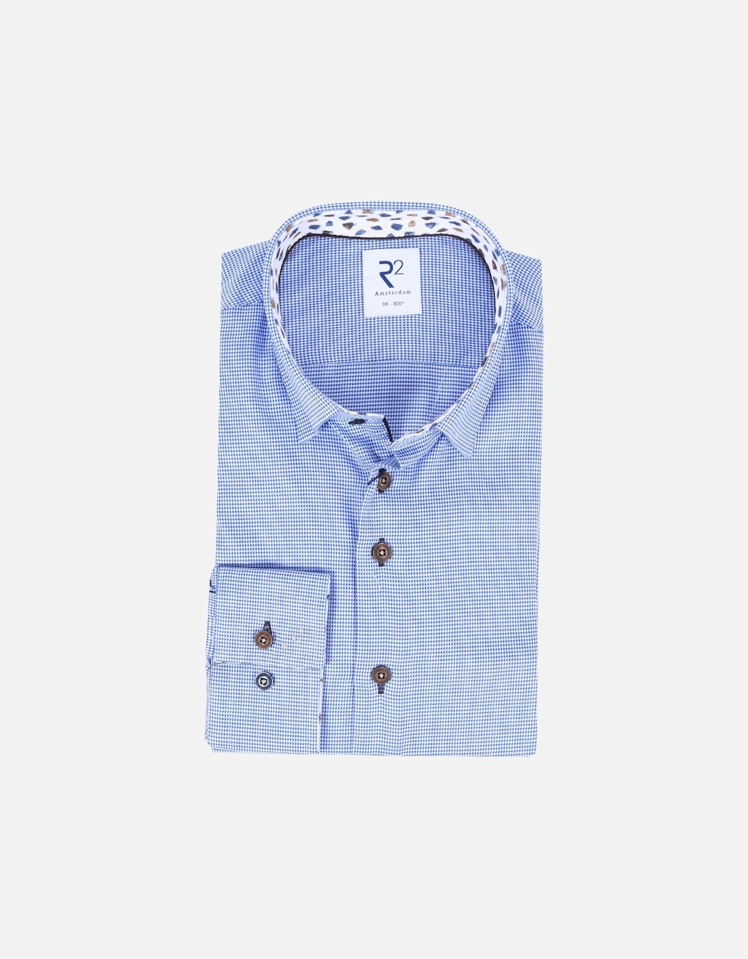 Hidden Button Down Collar Long Sleeved Shirt Blue Check, 4 of 3