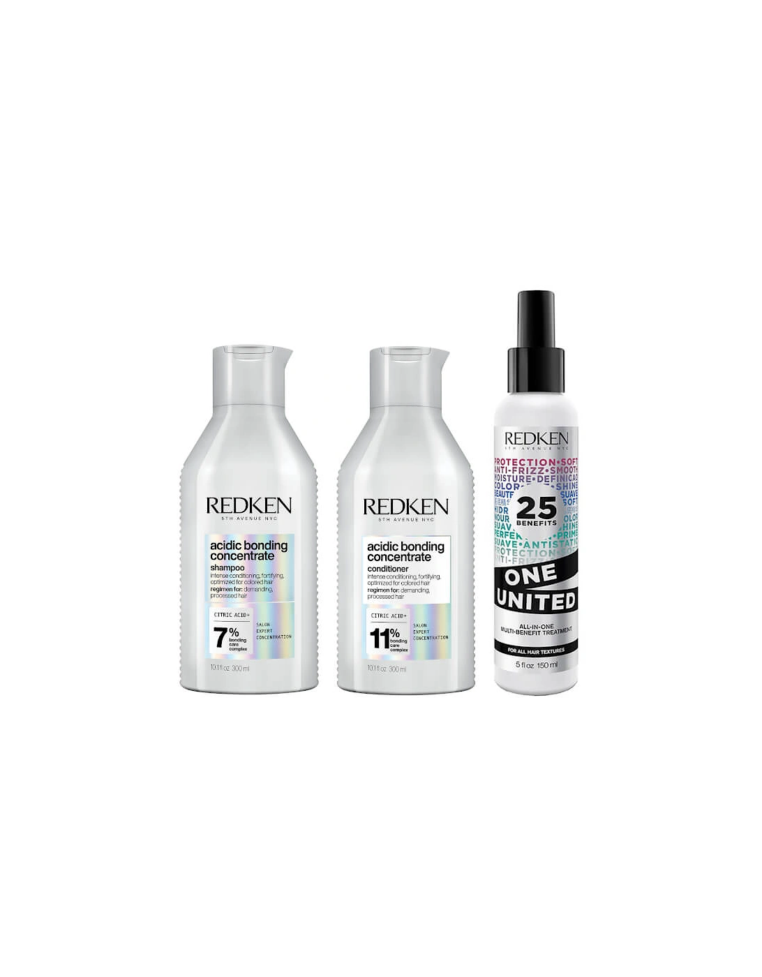 Acidic Bonding Concentrate Shampoo, Conditioner and One United Multi-Benefit Leave-in Treatment Bond Repair Bundle, 2 of 1