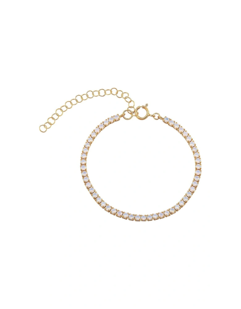 18ct Gold Plated Sterling Silver Opal Adjustable Tennis Bracelet
