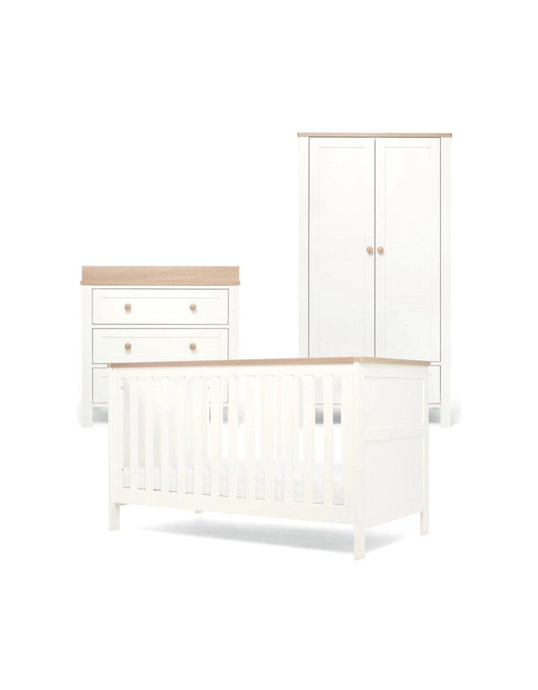 Wedmore 3 Piece Cotbed Range - White/ Natural