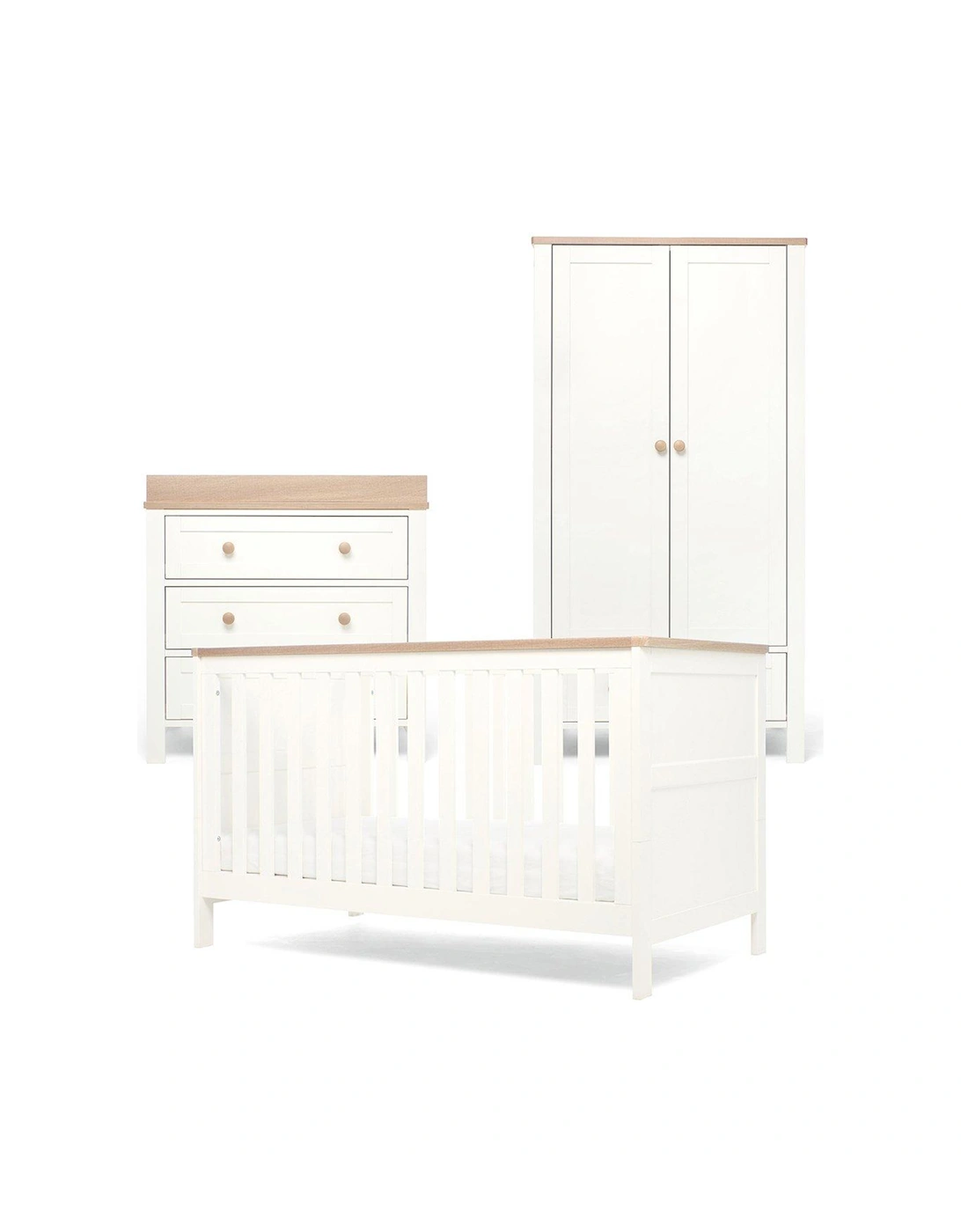 Wedmore 3 Piece Cotbed Range - White/ Natural, 2 of 1