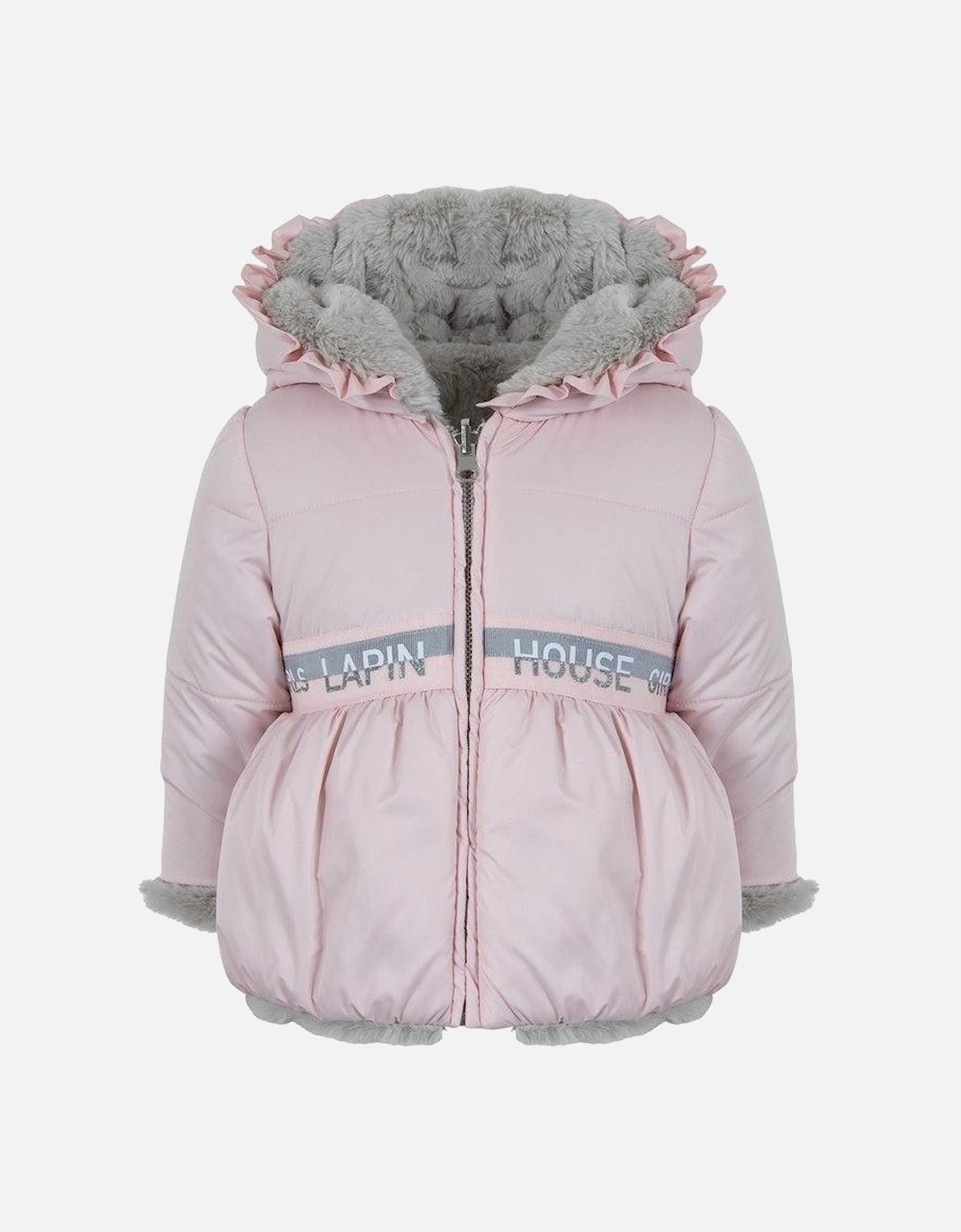 Girls Pink Reversible Fur Coat, 3 of 2