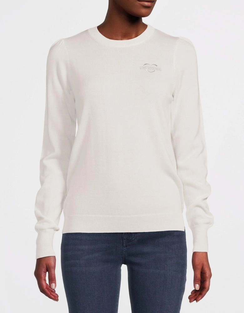 Round Neck Sweater - White