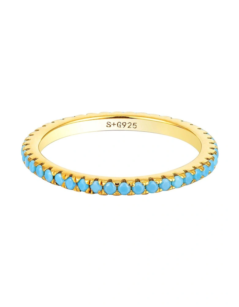 18ct Gold Plated Sterling Silver Turquoise Eternity Ring