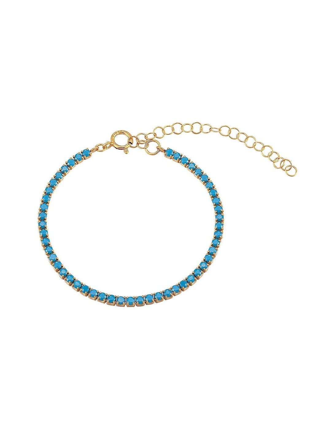18ct Gold Plated Sterling Silver Turquoise Adjustable Tennis Bracelet, 2 of 1